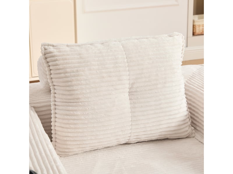 Canapé convertible 2 places en velours côtelé beige avec tiroir intégré et accoudoirs amovibles  - Conforama R