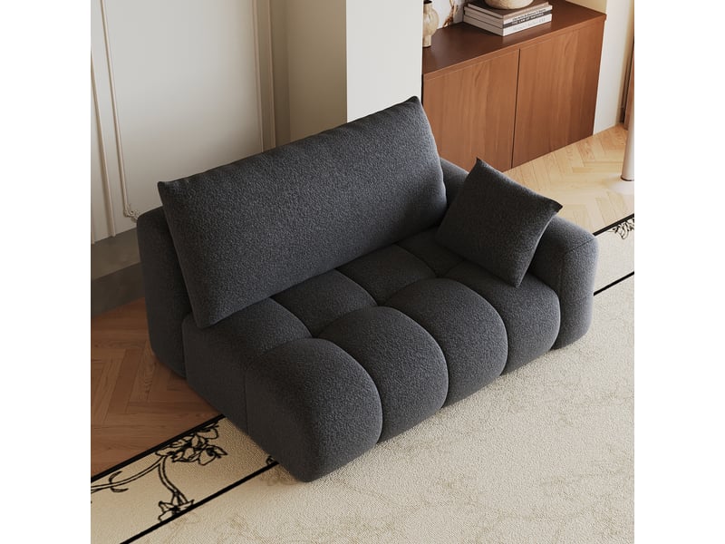 Canapé 2 places gris foncé 130 cm sofa droit compact tissu moderne pour petit salon studio - Conforama E