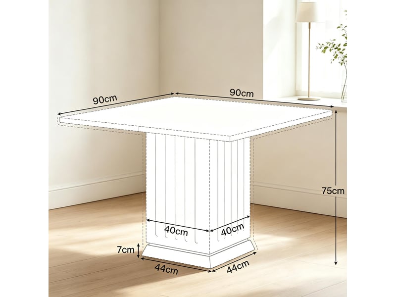  Table de salle à manger carrée blanche 90 x 90 cm pour 4 personnes, pratique pour vos repas quotidiens  - Conforama C