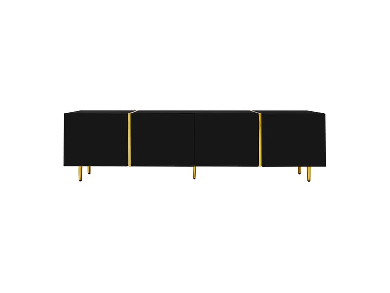  Ensemble meuble tv 4 portes et table basse 2 tiroirs pour salon en mdf 170×35×46 cm et 100×60×41,5 cm noir  - Conforama D