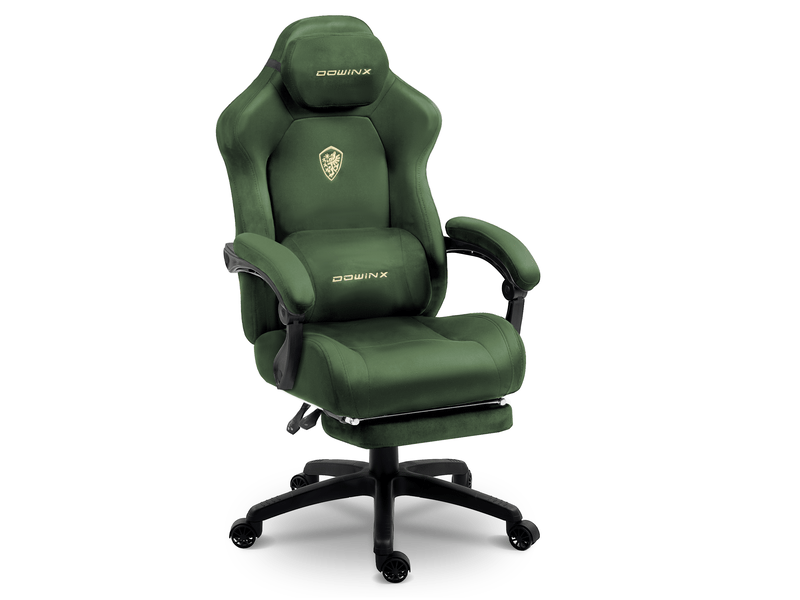  Fauteuil gaming ergonomique – massage – velours – assise épaisse – repose-pieds – accoudoirs – dossier inclinable jusqu’à 160° – vert  - Conforama A