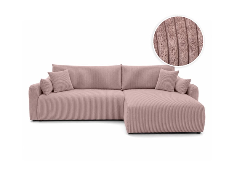  Apoline - canapé d'angle réversible convertible 4 places avec coffre en velours côtelé  - Conforama A