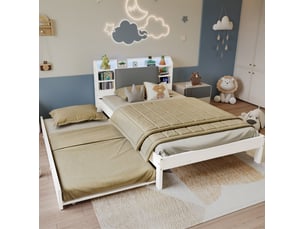 Lit gigogne 120x200 cm <strong>HAVRYA</strong>  <strong></strong> coloris blanc