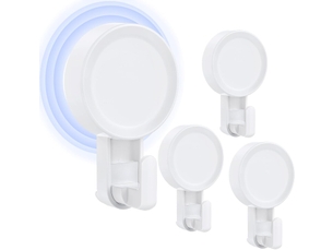 4 pièces crochet ventouse puissante, sous vide mural plastique douche réutilisable porte serviette, blanc