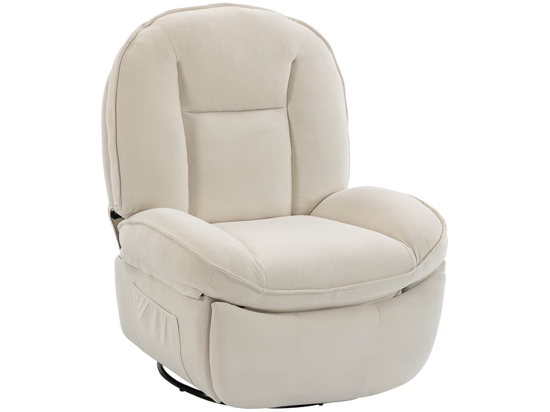  Fauteuil de relaxation inclinable et pivotant en chenille crème 93x91x104 cm  - Conforama A