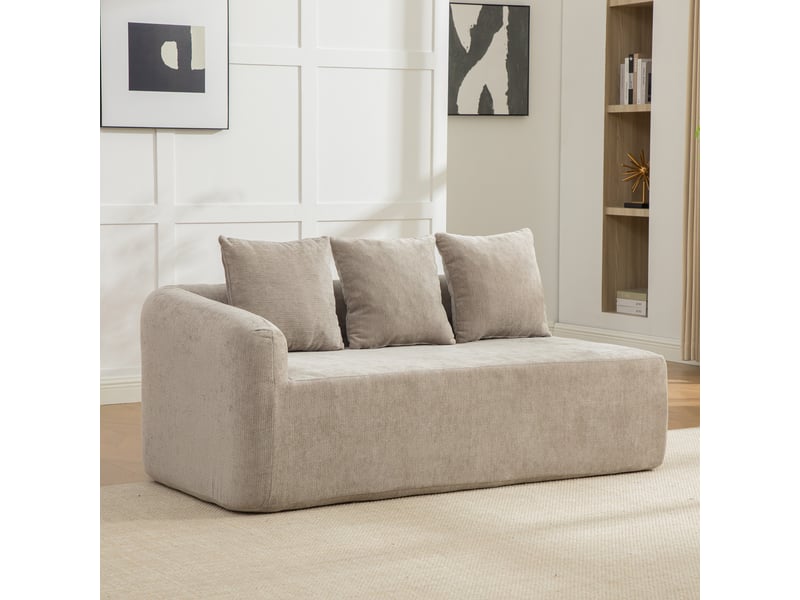 Canapé modulable en tissu chenille gris, design contemporain pour salon, confort moelleux et structure stable. - Conforama W