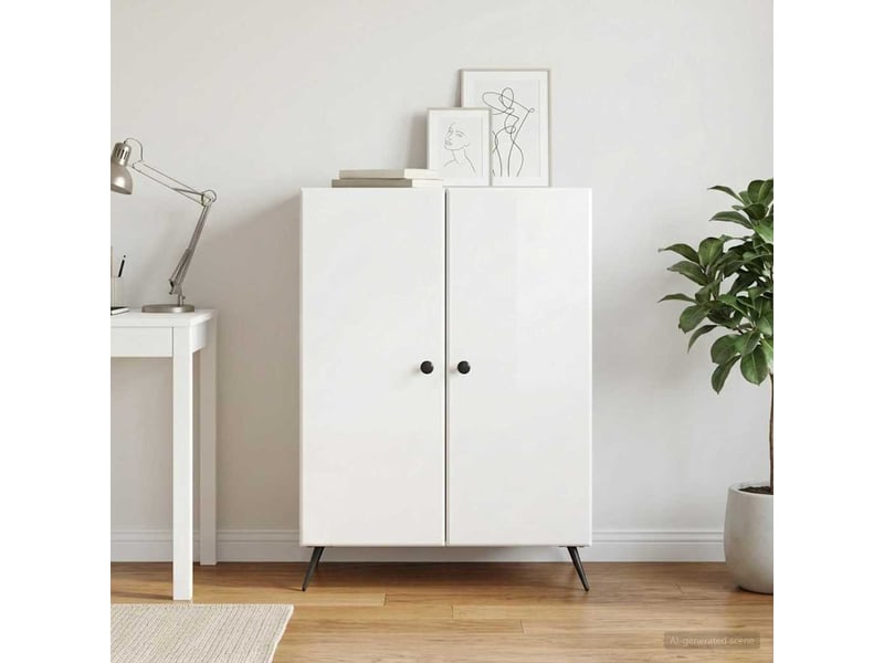  Buffet - bahut - meuble de rangement blanc brillant 66 x 34,5 x 90 cm bois d'ingénierie  - Conforama B