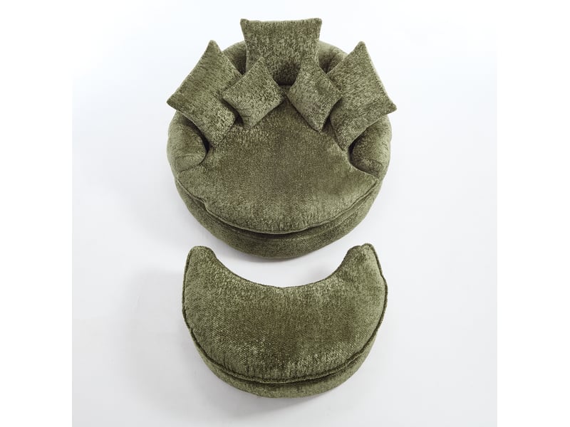  Fauteuil lounge en mousse 190,50x138x63 cm en polyester vert olive avec coussins  - Conforama D