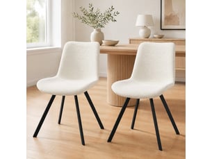 Lot de 2 chaises de salle à manger pivotantes,54x59x90 cm,tissu et métal,blanc