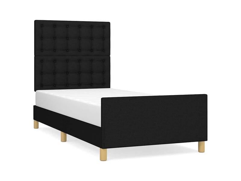  Lit simple- lit adulte -  cadre de lit sans matelas avec tête de lit noir 80x200 cm tissu  - Conforama A