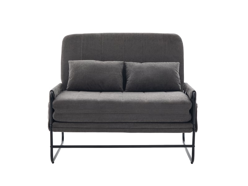  Canapé convertible 2 places gris chenille, structure métal, poches latérales  - Conforama A