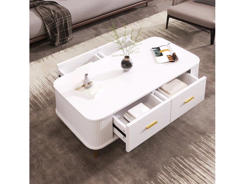  Table basse 105x51x38 cm 4 tiroirs mdf blanc  - Conforama E