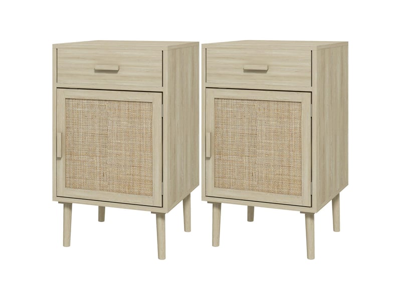  Lot de 2 tables de chevet avec tiroir et placard coloris chêne 40 x 40 x 68,5 cm  - Conforama B
