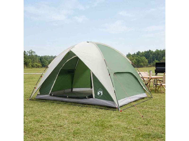  Tente de camping avec un abri imperméable 4 personne vert shl60038  - Conforama C