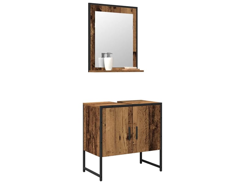  Ensemble de mobilier de salle de bain 2 pièces marron cf64229  - Conforama C
