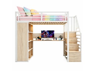 Lit mezzanine 90x200 cm <strong>MEULVA</strong> <strong></strong> coloris blanc