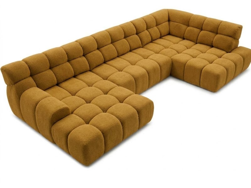 Bobochic canapé panoramique avance-recule électrique andre tissu texturé jaune angle droit ANDRE - Conforama A