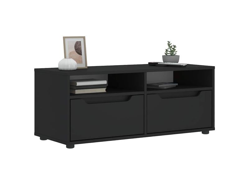  Meuble tv - banc tv - meuble de rangement visnes noir 100x40x38 cm bois d'ingénierie  - Conforama B
