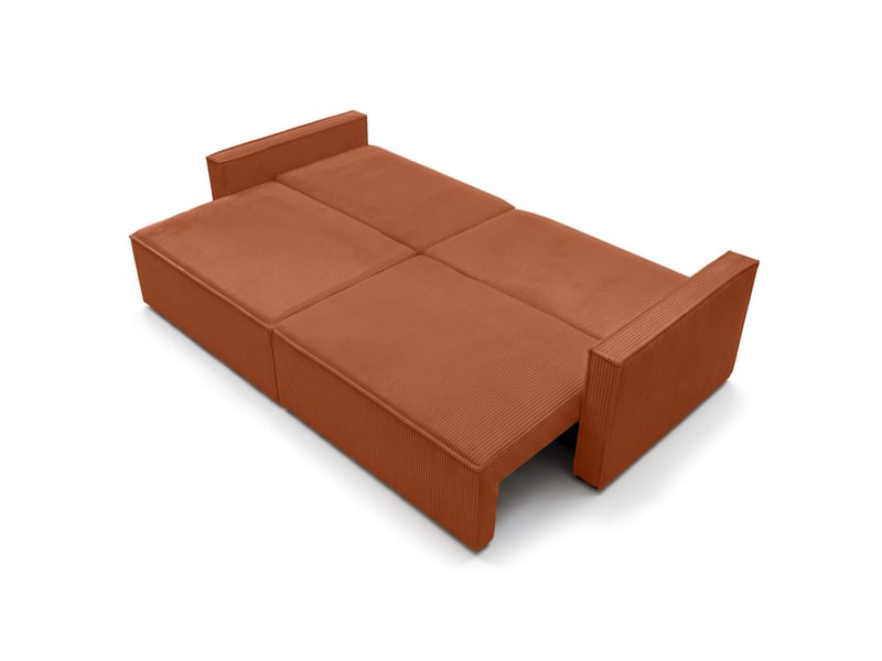  Farah - canapé droit 3 places convertible accoudoirs slim en velours cotelé  - Conforama C