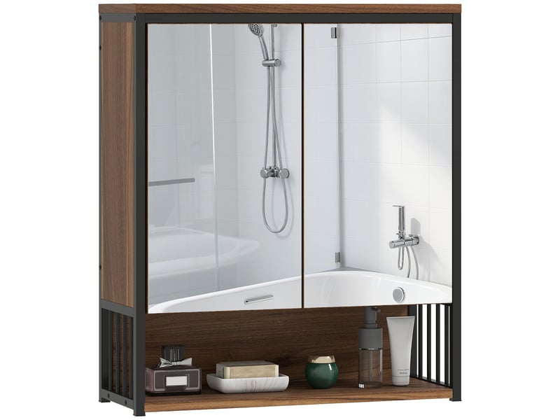  Armoire de toilette murale en mdf et panneau de particules marron 56x20x65 cm  - Conforama A
