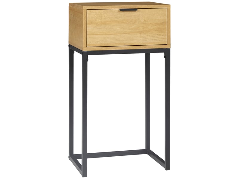  Table d'appoint avec tiroir, table d'appoint moderne avec pieds en acier pour entrée ou salon, 40 x 30 x 76 cm, naturel  - Conforama A