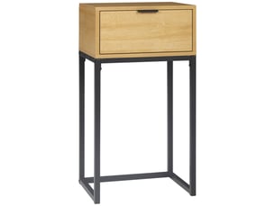 Table d'appoint avec tiroir, table d'appoint moderne avec pieds en acier pour entrée ou salon, 40 x 30 x 76 cm, naturel