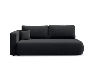 Canapé droit convertible   4 places Tissu noir avec coffre de rangement