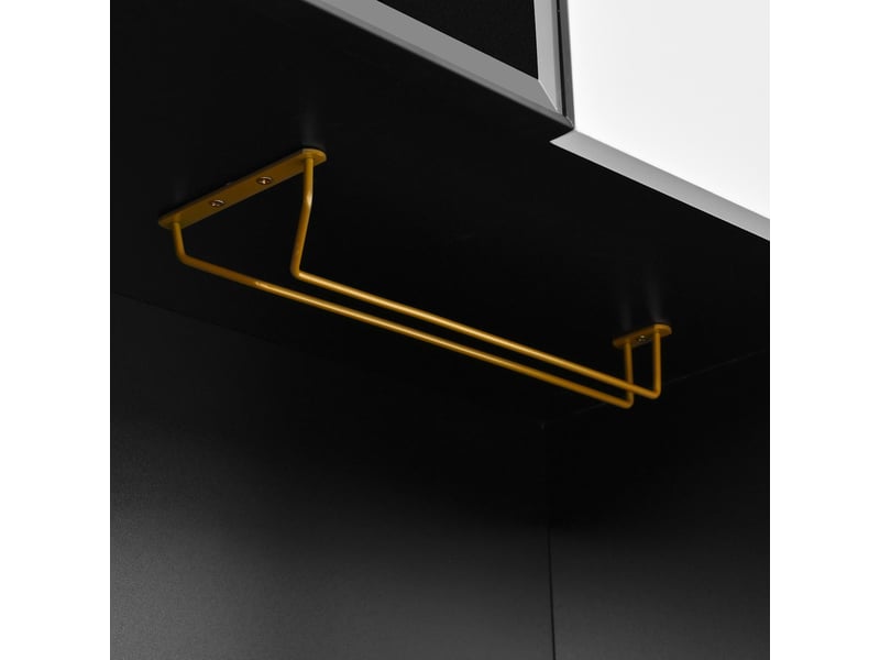 Buffet haut vitrine 6 portes 3 tiroirs led mdf noir et blanc 120x40x160 cm  - Conforama E