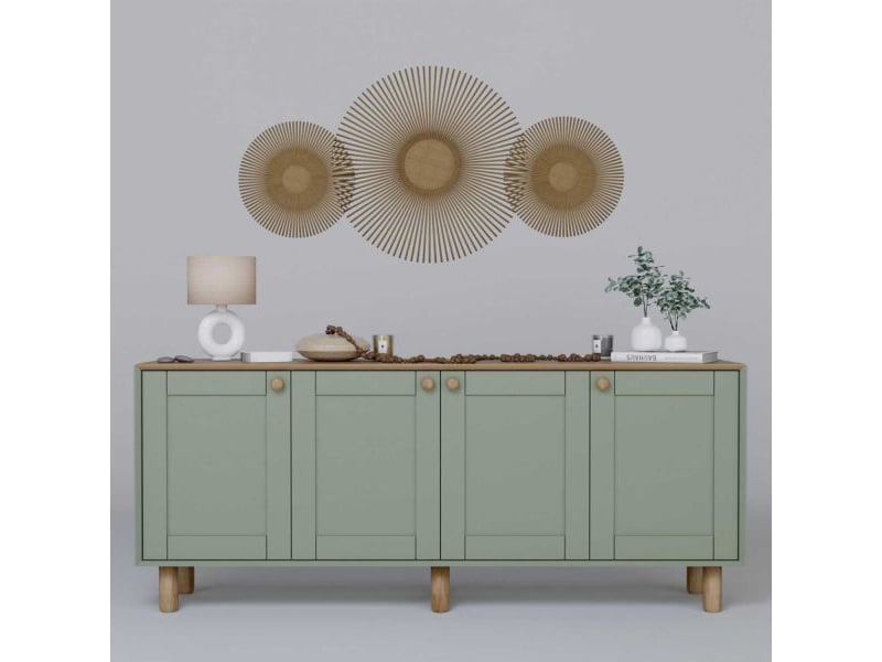  Buffet 4 portes en aggloméré bohemian vert  - Conforama E