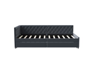 Lit banquette gigogne 90 x 200 cm gris - canapé-lit extensible en velours avec sommier à lattes et lit gigogne pour chambre d'amis