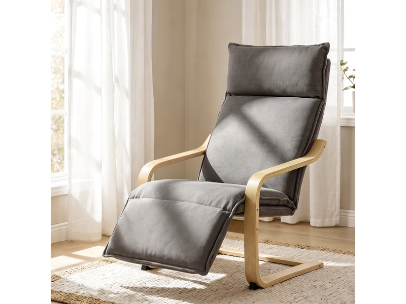  Fauteuil lounge, fauteuil de salon avec repose-pieds, gris foncé moderne  - Conforama D