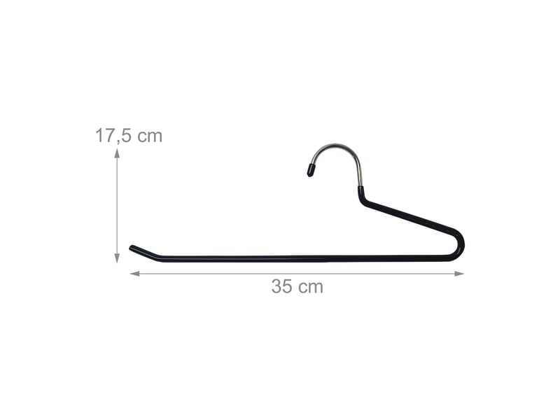  Lot de 10 cintres antidérapants pour pantalons design gain de place 17,5 x 35 x 0,5 cm en métal noir 13_0017934  - Conforama B