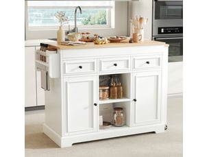 Desserte de cuisine à roulettes avec plateau extensible, 3 tiroirs et étagères pour cuisine, 112 × 45 × 92 cm