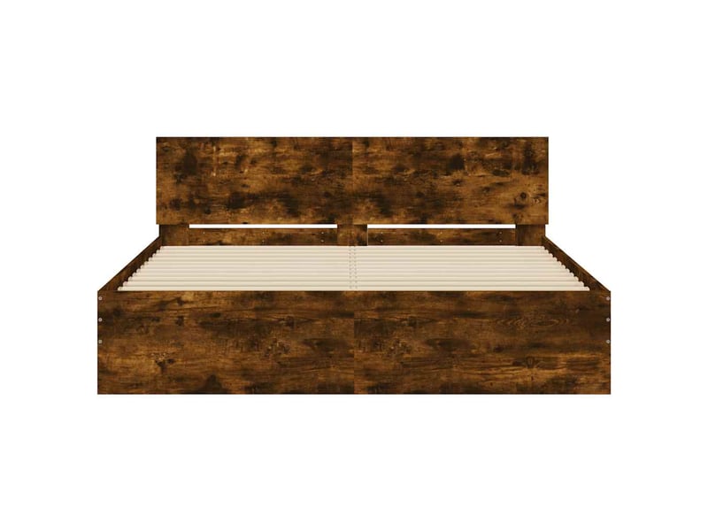  Lit double- lit adulte -  cadre de lit sans matelas chêne fumé 150x200 cm  - Conforama D