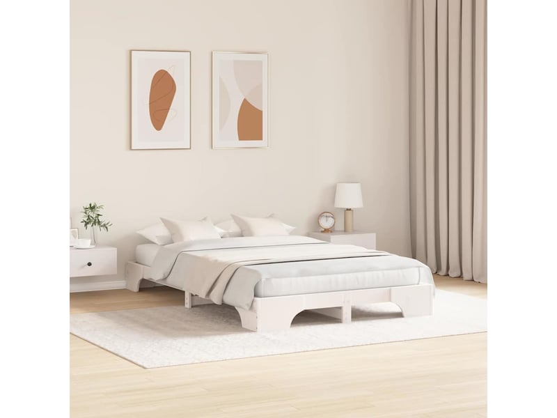  Lit double- lit adulte -  cadre de lit blanc 120 x 190 cm pin massif  - Conforama B