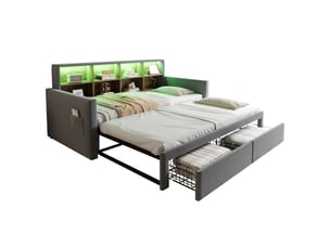 Lit gigogne 90x190 cm REDOM   coloris gris