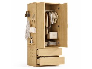 Armoire battante 2 tiroir(s) <strong></strong> <strong></strong> coloris naturel largeur 170 cm