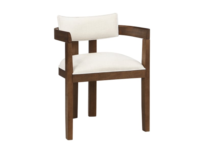  6 chaises en bois massif, assises en lin, couleur noyer, style moderne – salle à manger, salon et cafés  - Conforama A