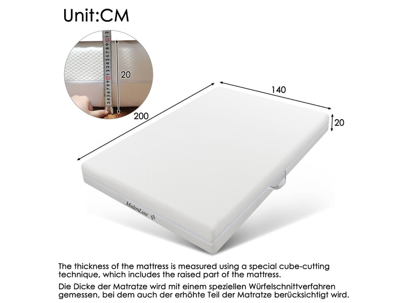 Matelas en mousse 7 zones réversible h2 et h3 avec housse lavable et dessous antidérapant blanc 140 × 200 cm - Conforama E