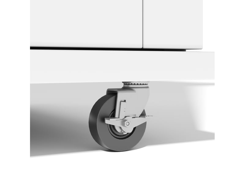 Desserte de cuisine mobile 120x70x87 cm blanche et bois clair en mdf, plateau rabattable et rangements intégrés - Conforama E