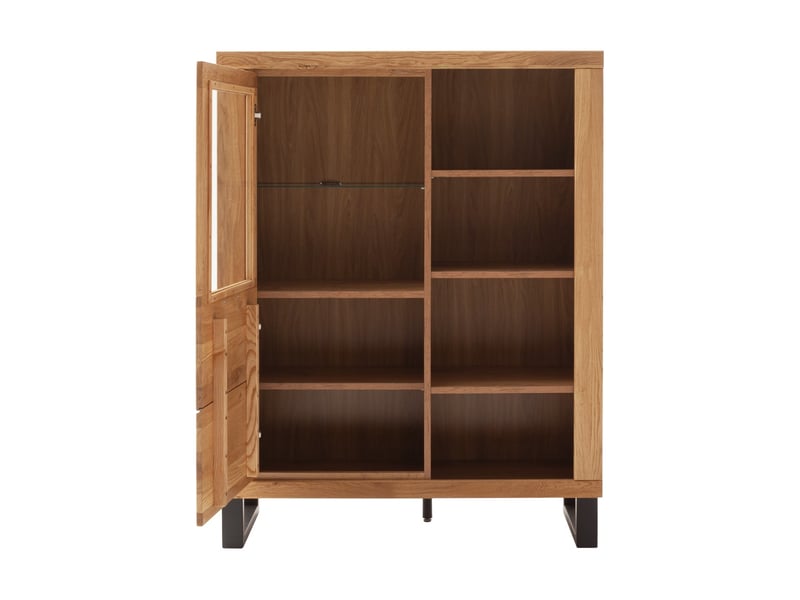  Vitrine vaisselier 1 porte vitrée coloris chêne massif - longueur 108 × profondeur 40 × hauteur 140 cm  - Conforama C
