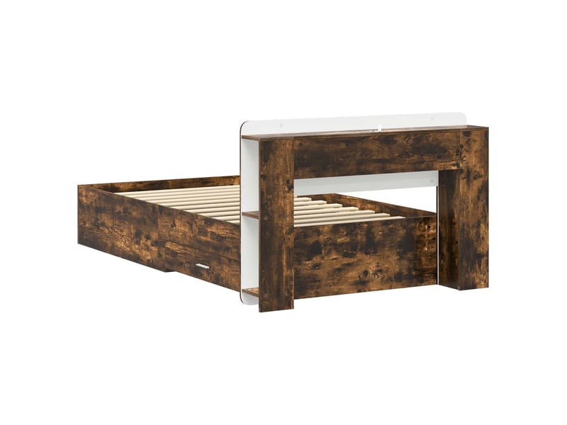  Lit simple- lit adulte -  cadre de lit avec rangement chêne fumé 100 x 200 cm  - Conforama D
