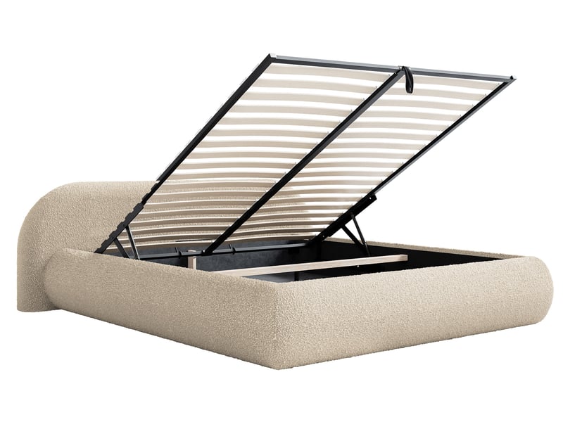  Selsey shels - lit rembourré - 200x200 cm - bouclé beige clair Shels Low - Conforama D