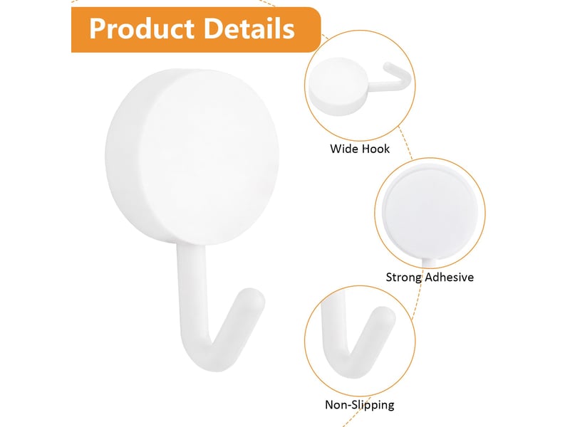  Lot de 20 crochets auto-adhésifs robustes en plastique beige - idéal pour porte, cuisine, salle de bain, bureau, blanc  - Conforama B