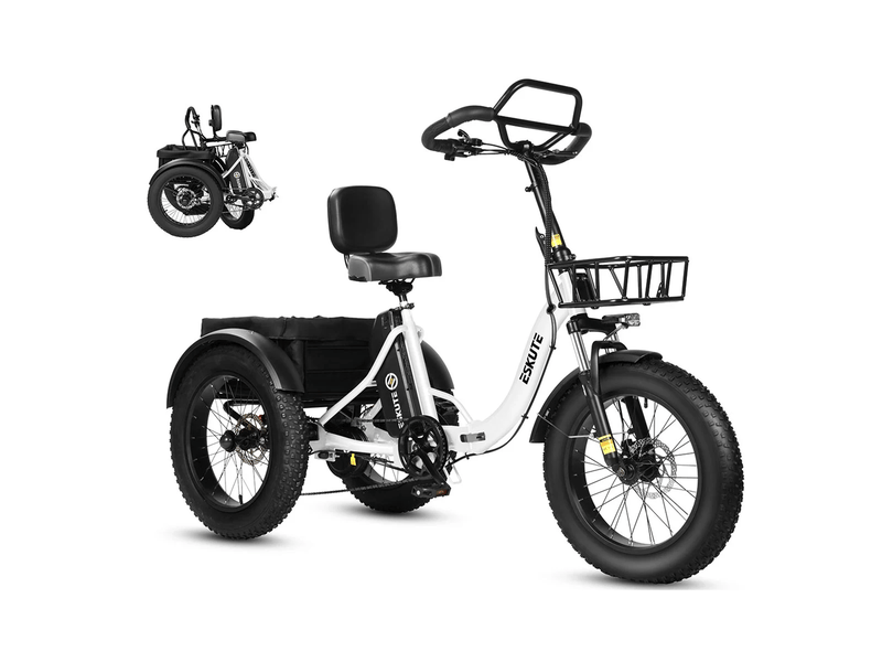  Tricycle électrique 20 pouces eskute t302pro, 48 v 250 w 20,8 ah, confort ergonomique, blanc  - Conforama A