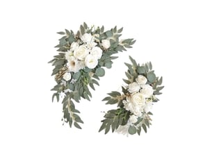 Arche de fleurs artificielles pour mariage (ensemble) convient pour la décoration de mariage, la cérémonie et le décor de réception (blanc)-aquaforge