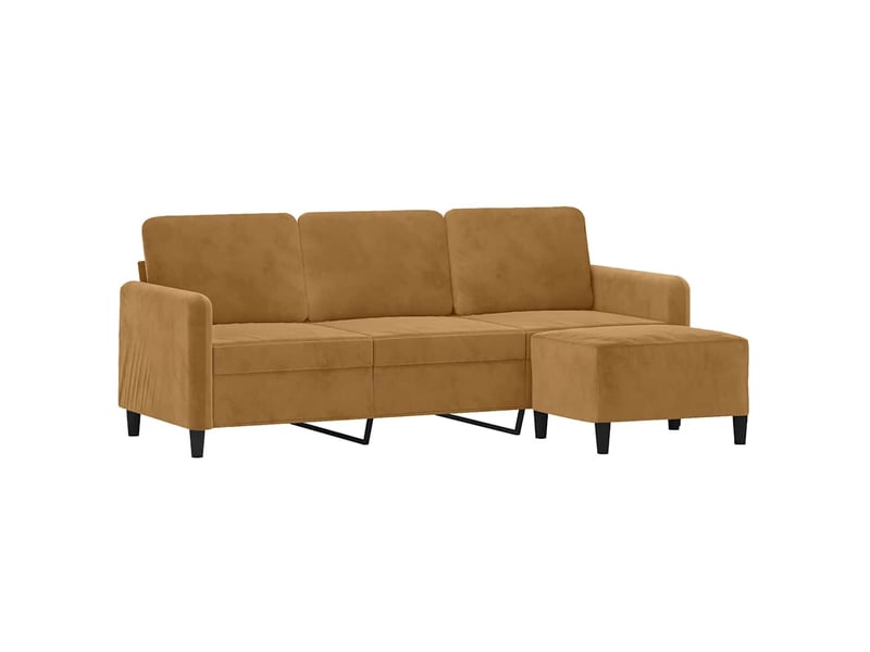 Canapé droit, sofa, canapé à 3 places avec repose-pieds marron 180 cm velours cf20460 - Conforama C