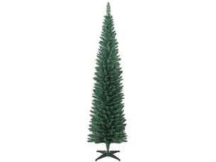 Sapin de noël artificiel mince de 210 cm avec 401 branches en forme de sapin, base en plastique, vert