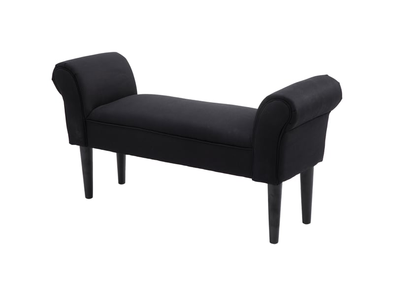  Banc de lit rembourré avec accoudoirs roulés, 102 x 35 x 51 cm, noir  - Conforama B