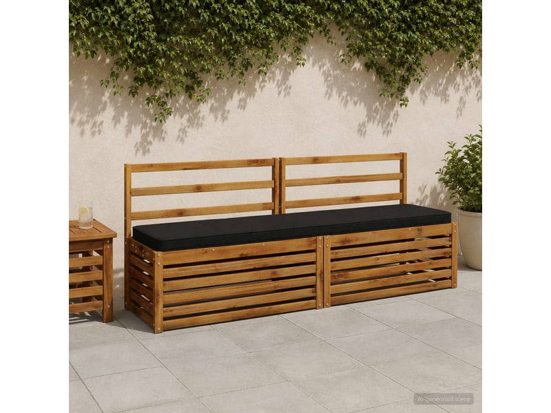  Lot de 2 coussins de banc, coussins d'assise vught 100 % polyester noir cf58008  - Conforama B